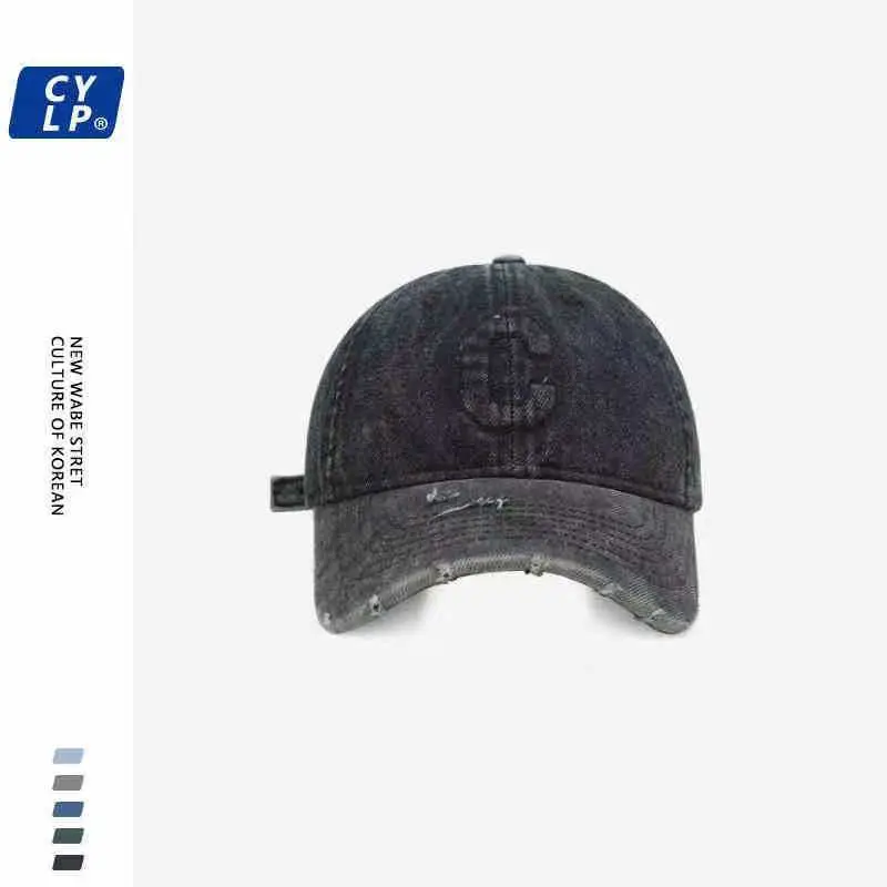 Korean Style Heavy Duty Wash Denim Cap Black - Image 2