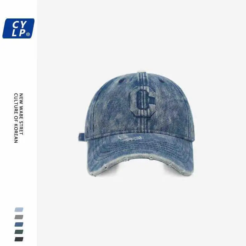 Korean Style Heavy Duty Wash Denim Cap Black - Image 3