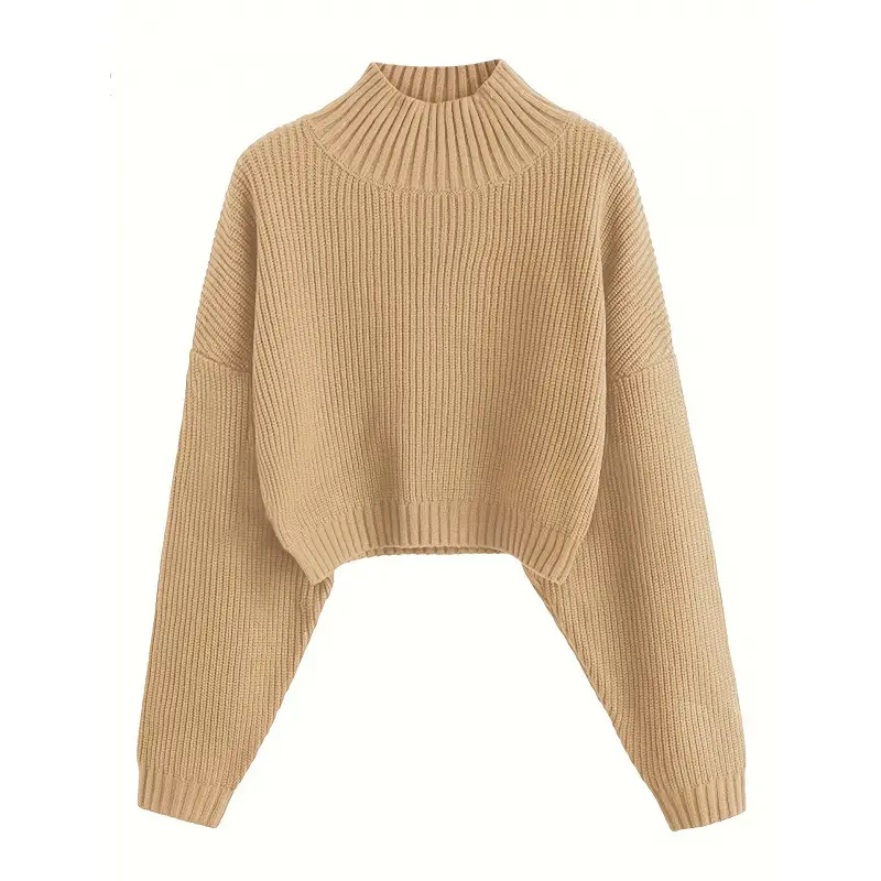 Pink Knitted Cropped Pullover Women's Shirt - Image 3