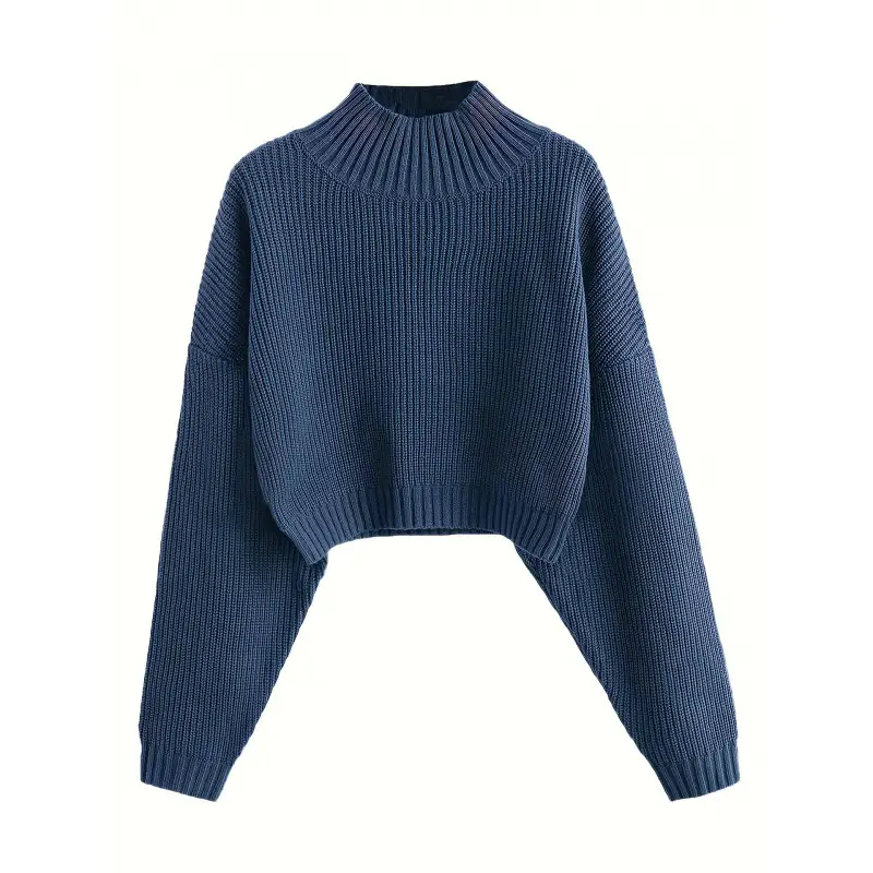 Pink Knitted Cropped Pullover Women's Shirt - Image 5