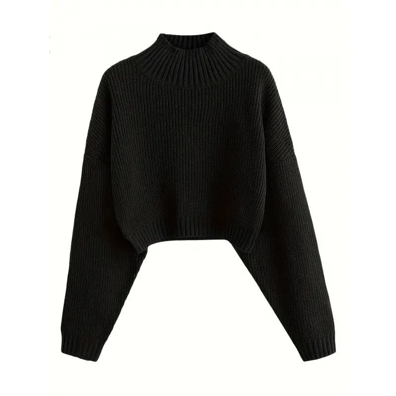 Pink Knitted Cropped Pullover Women's Shirt - Image 6