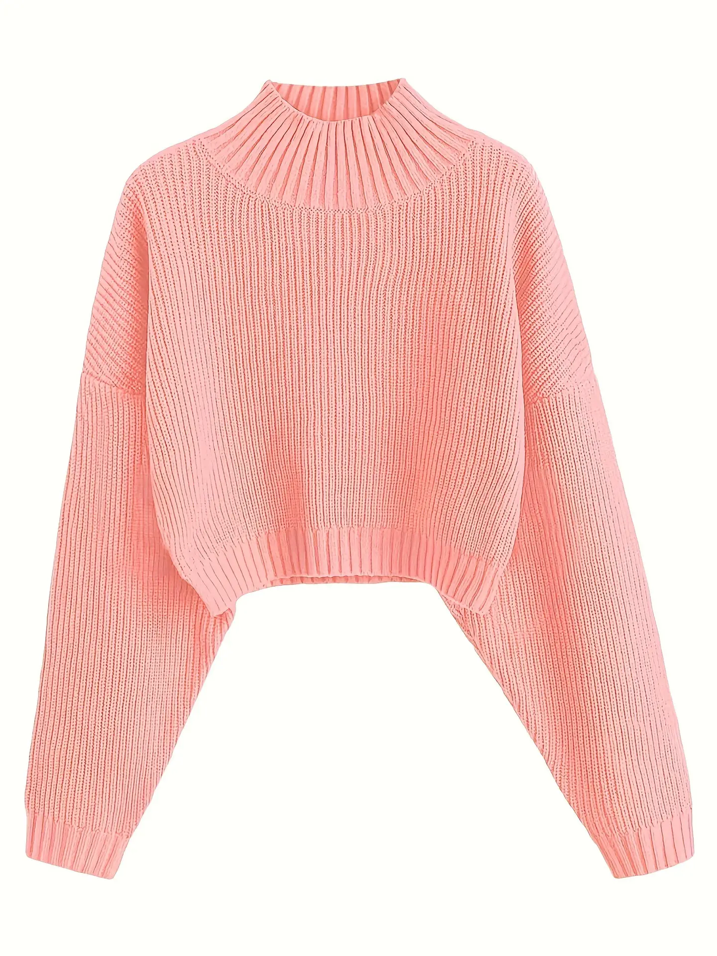 Pink Knitted Cropped Pullover Women's Shirt — feature 8