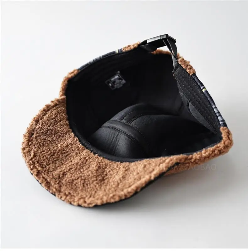 Purple Wool Five Panel Patchwork Cap for Men — feature 2