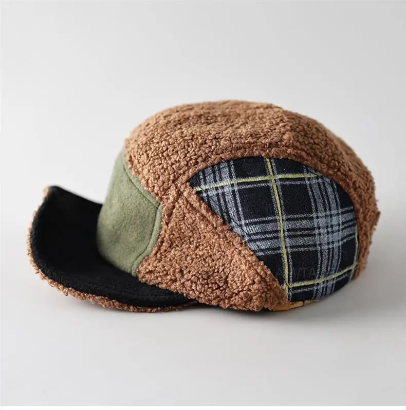 Purple Wool Five Panel Patchwork Cap for Men — feature 4