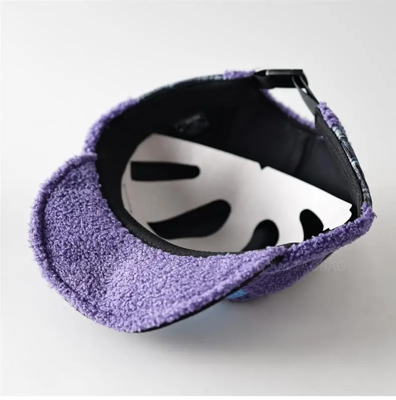 Purple Wool Five Panel Patchwork Cap for Men — feature 6