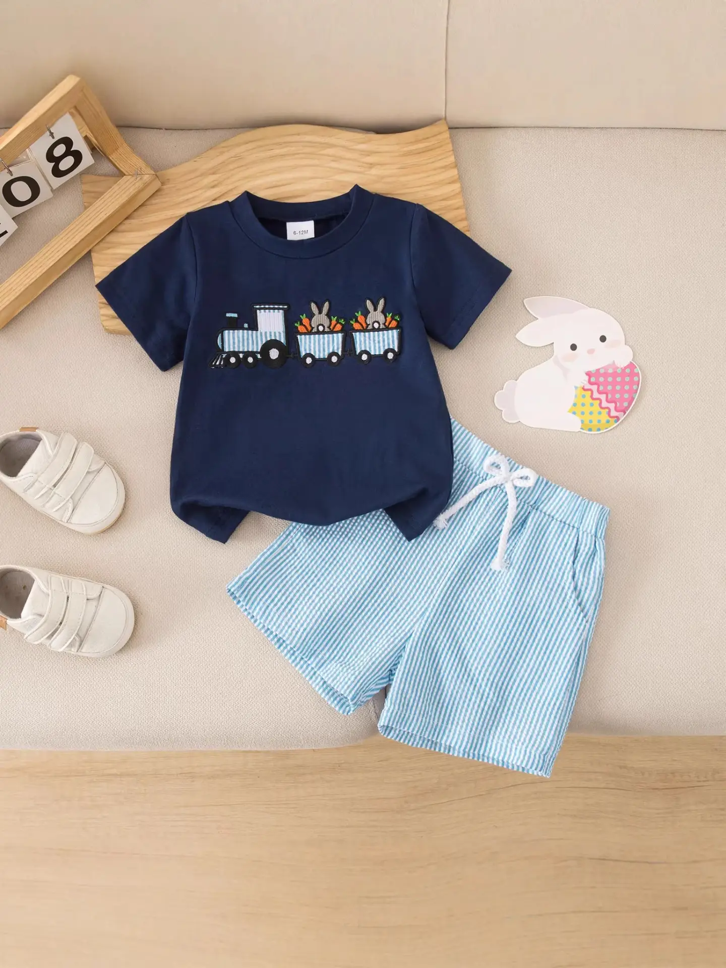 Foreign Trade Boys Easter Suit Carrot Embroidered Shorts Set