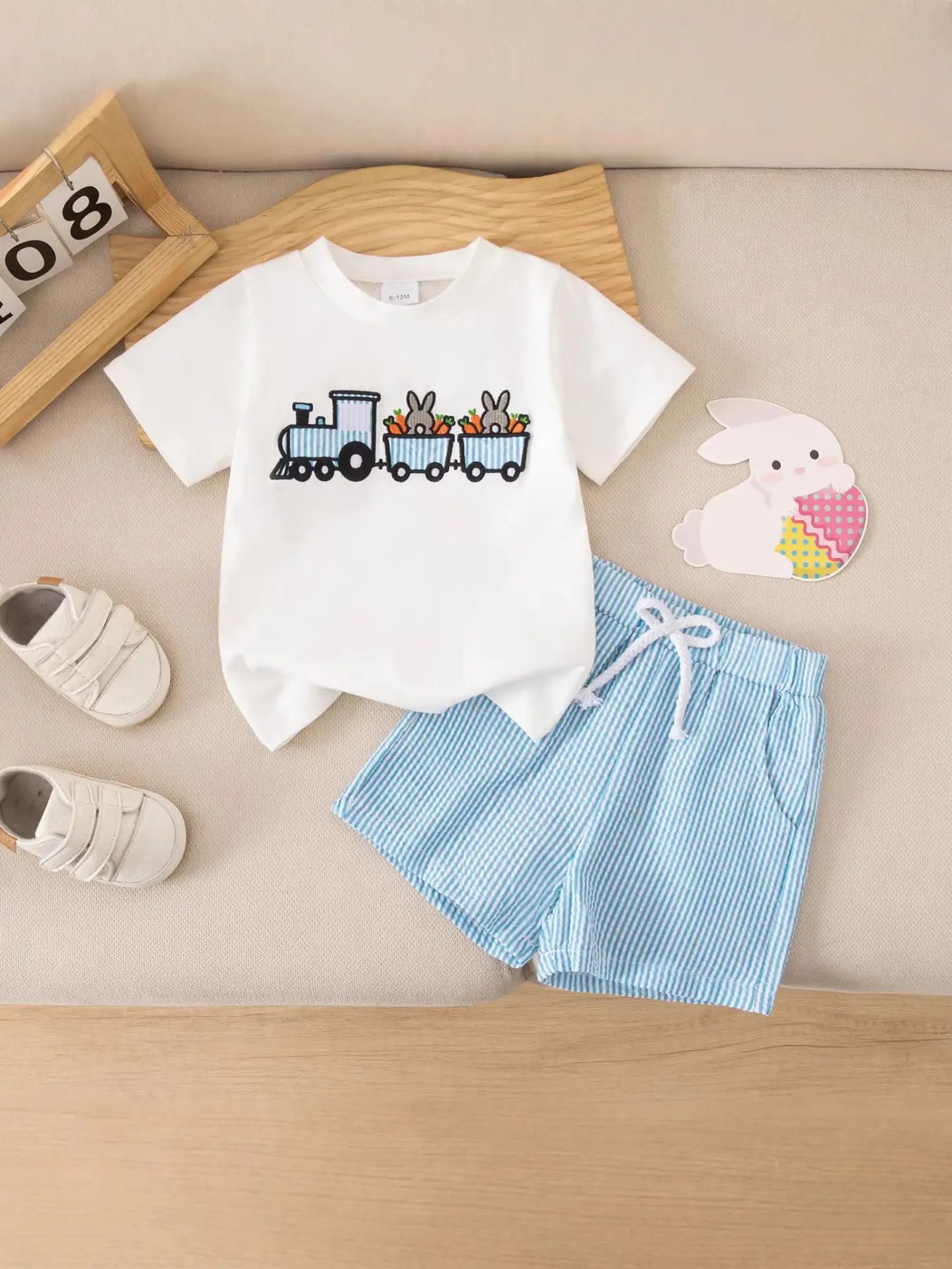 Foreign Trade Boys Easter Suit Carrot Embroidered Shorts Set