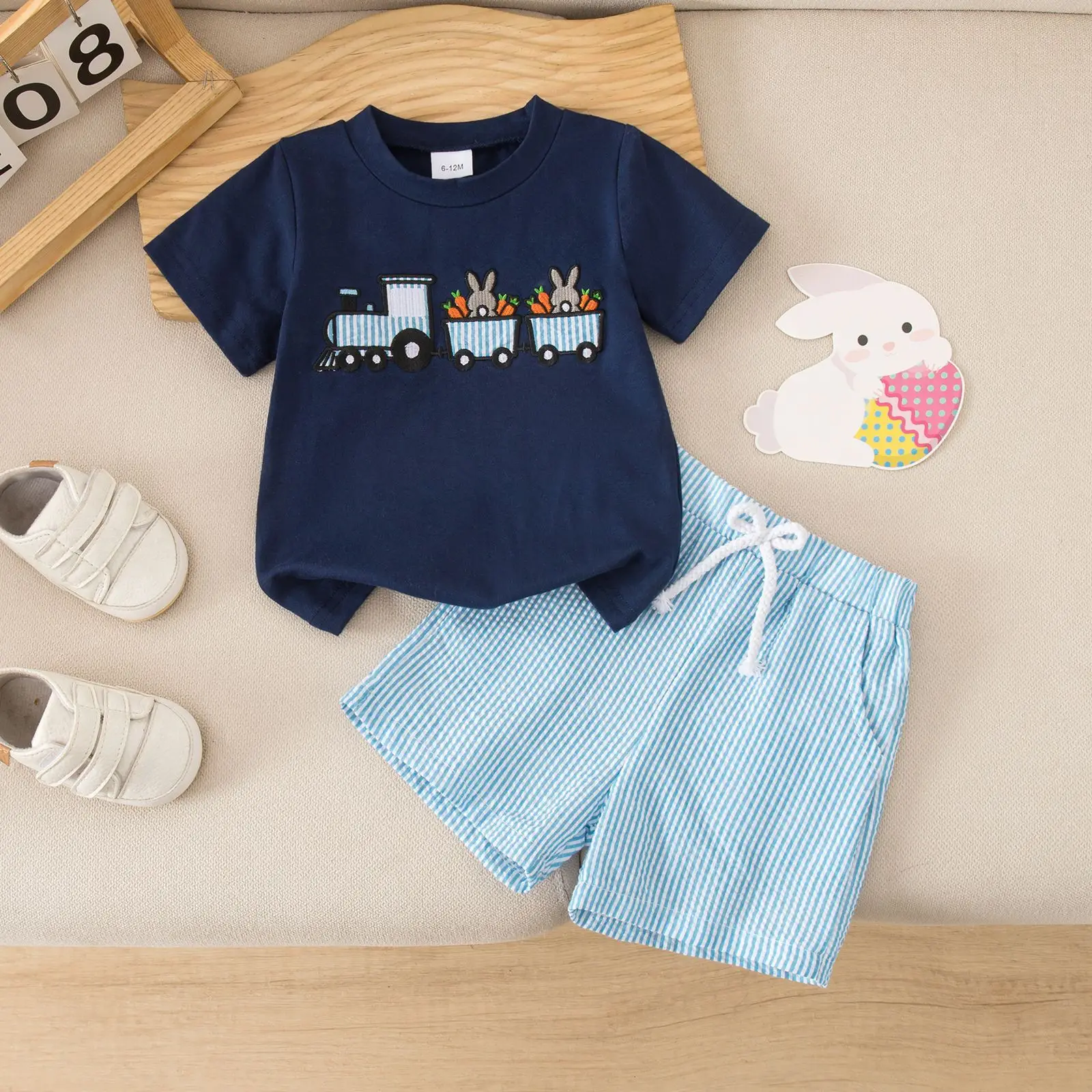 Foreign Trade Boys Easter Suit Carrot Embroidered Shorts Set — feature 12