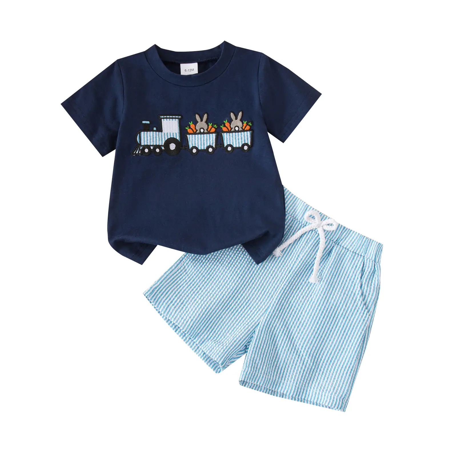 Foreign Trade Boys Easter Suit Carrot Embroidered Shorts Set — feature 2