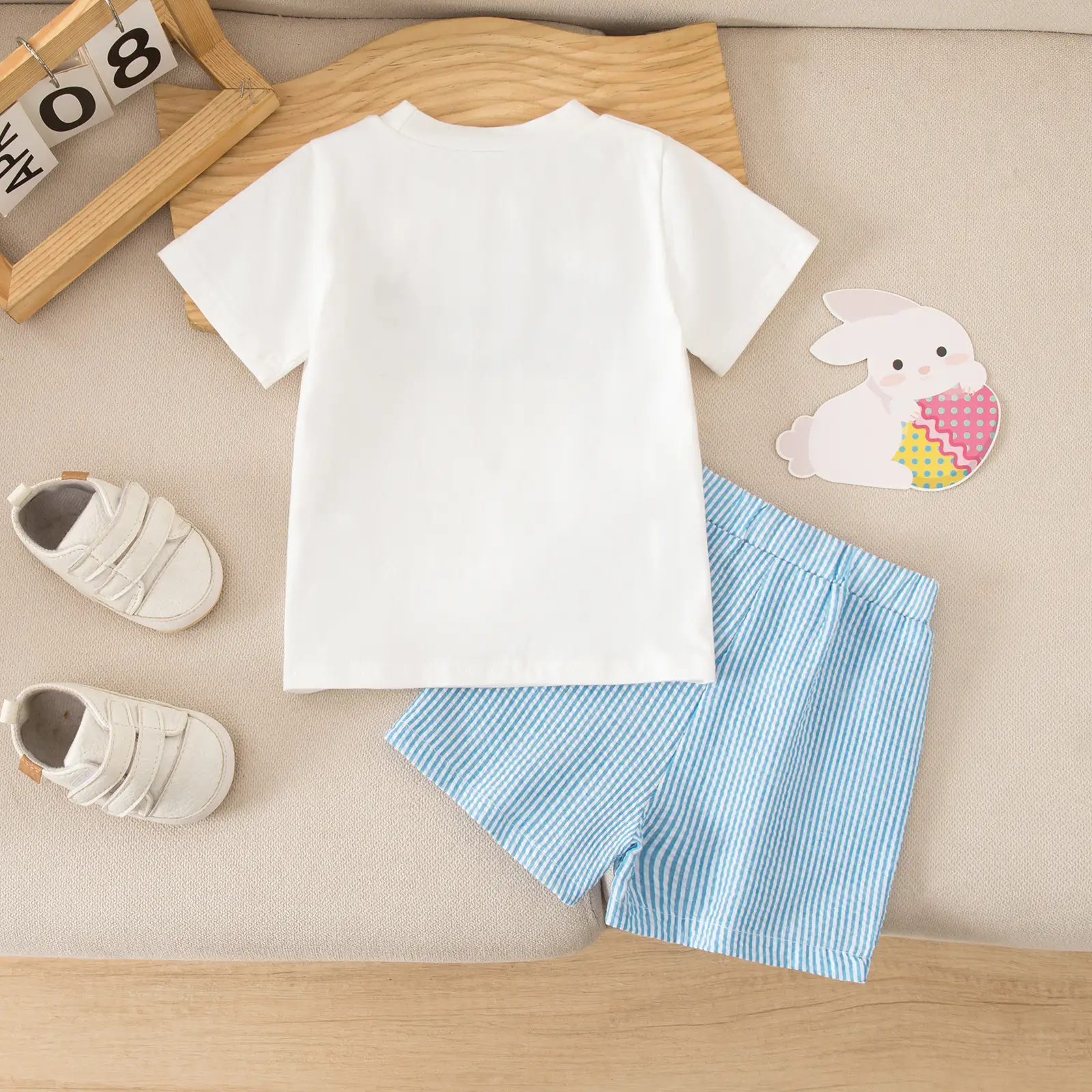 Foreign Trade Boys Easter Suit Carrot Embroidered Shorts Set — feature 5
