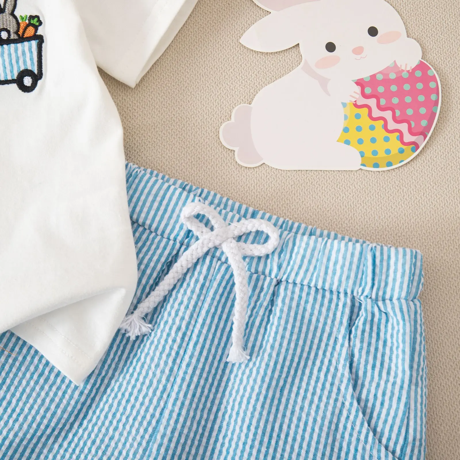 Foreign Trade Boys Easter Suit Carrot Embroidered Shorts Set — feature 9