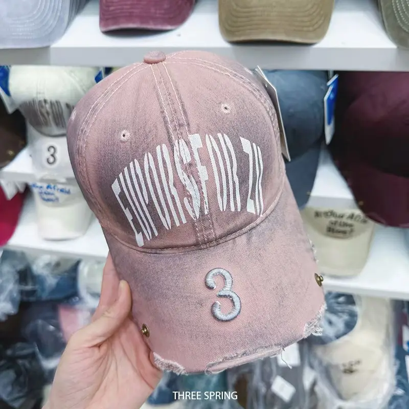 Women Letter Distressed Cap Pink 3 Spring - Image 9