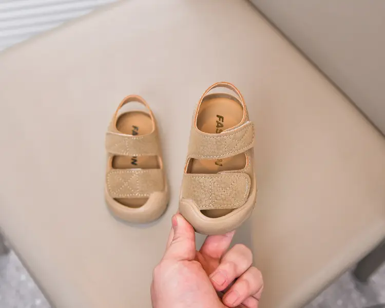 Baby Sandals Beige Toe Cap Soft Soled — feature 8