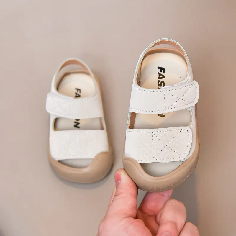 Baby Sandals Beige Toe Cap Soft Soled