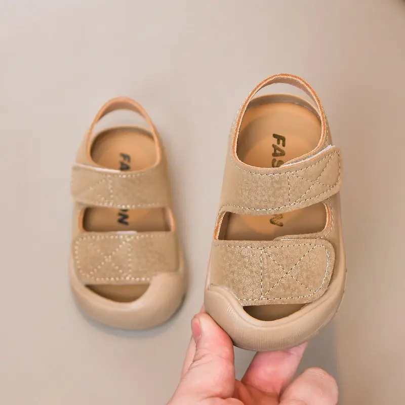 Baby Sandals Beige Toe Cap Soft Soled