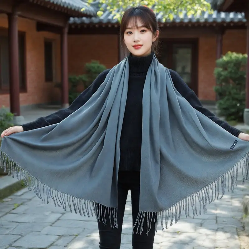 2026 Autumn/Winter Cashmere Gift Red Scarf with Logo, Annual Meeting Red Scarf, Shawl, Neck Warmer with Printed Text and Embroidery Wholesale