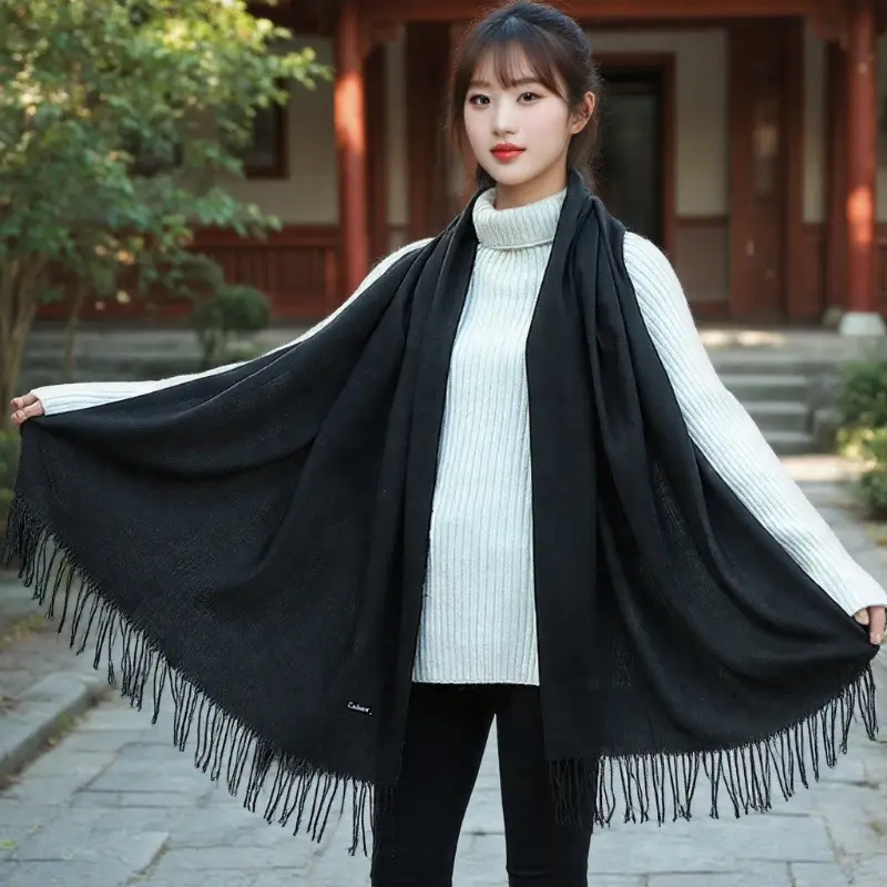 2026 Autumn/Winter Cashmere Gift Red Scarf with Logo, Annual Meeting Red Scarf, Shawl, Neck Warmer with Printed Text and Embroidery Wholesale