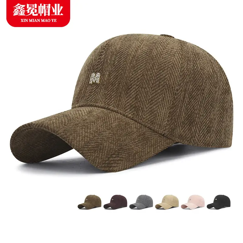 Men Grey Herringbone Baseball Cap with Logo - Image 7