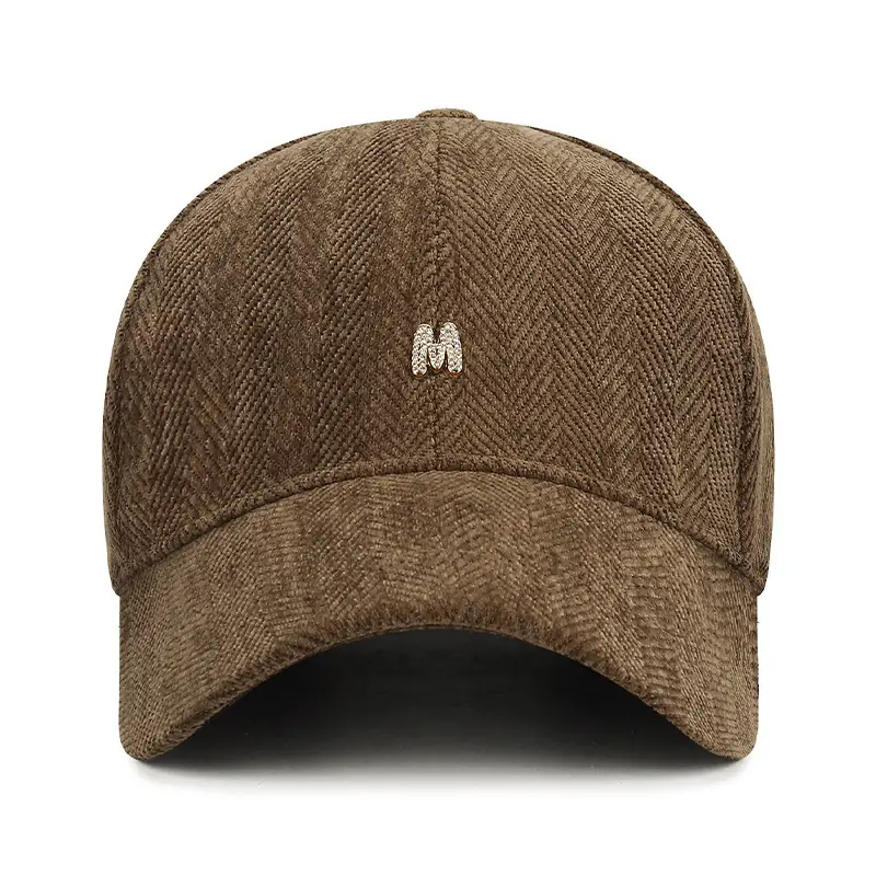 Men Grey Herringbone Baseball Cap with Logo - Image 8