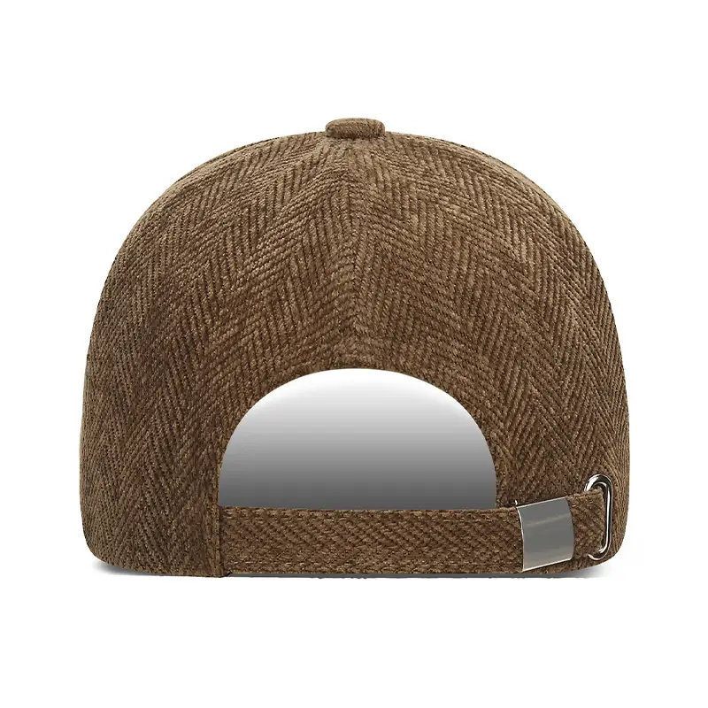 Men Grey Herringbone Baseball Cap with Logo - Image 9