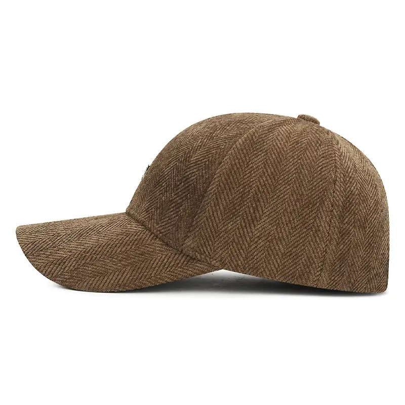 Men Grey Herringbone Baseball Cap with Logo - Image 11
