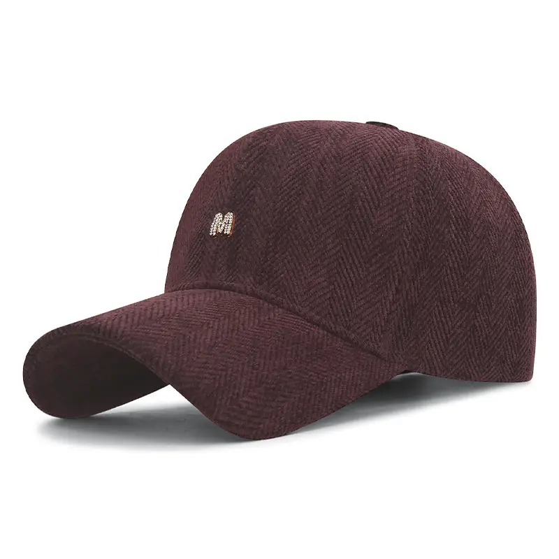Men Grey Herringbone Baseball Cap with Logo - Image 6
