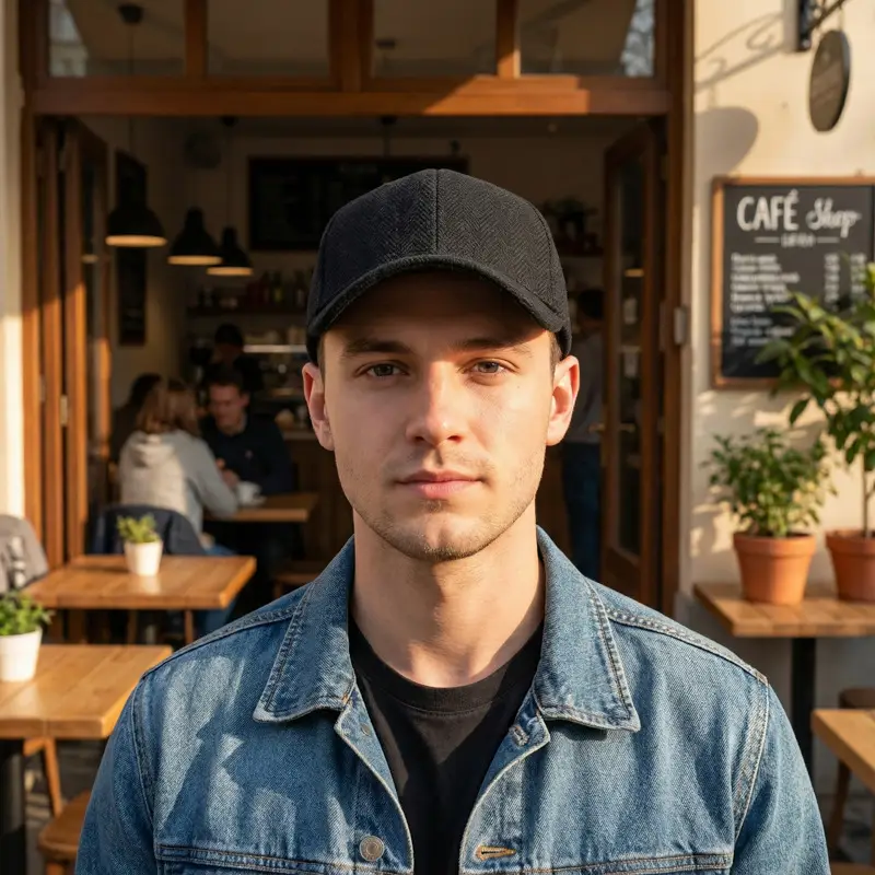 Men's Black Herringbone Cap Small Thickened British Peaked - Image 9