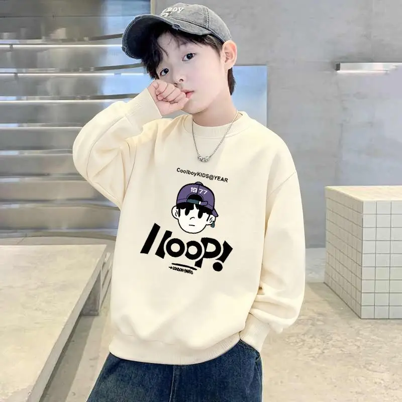 Kids Long Sleeve Sweatshirt Black Fleece Spring Autumn — feature 5
