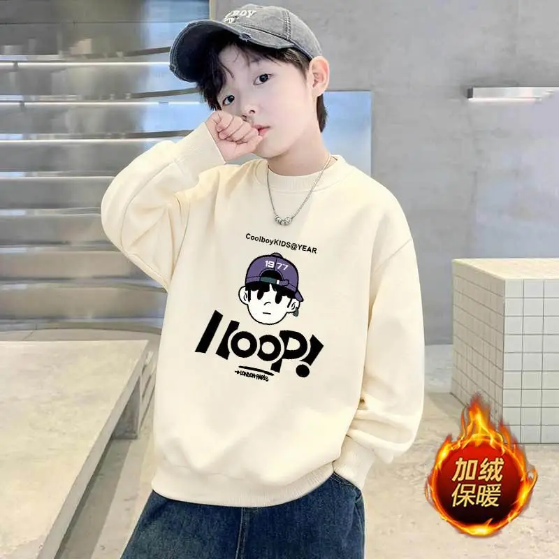 Kids Long Sleeve Sweatshirt Black Fleece Spring Autumn - Image 10