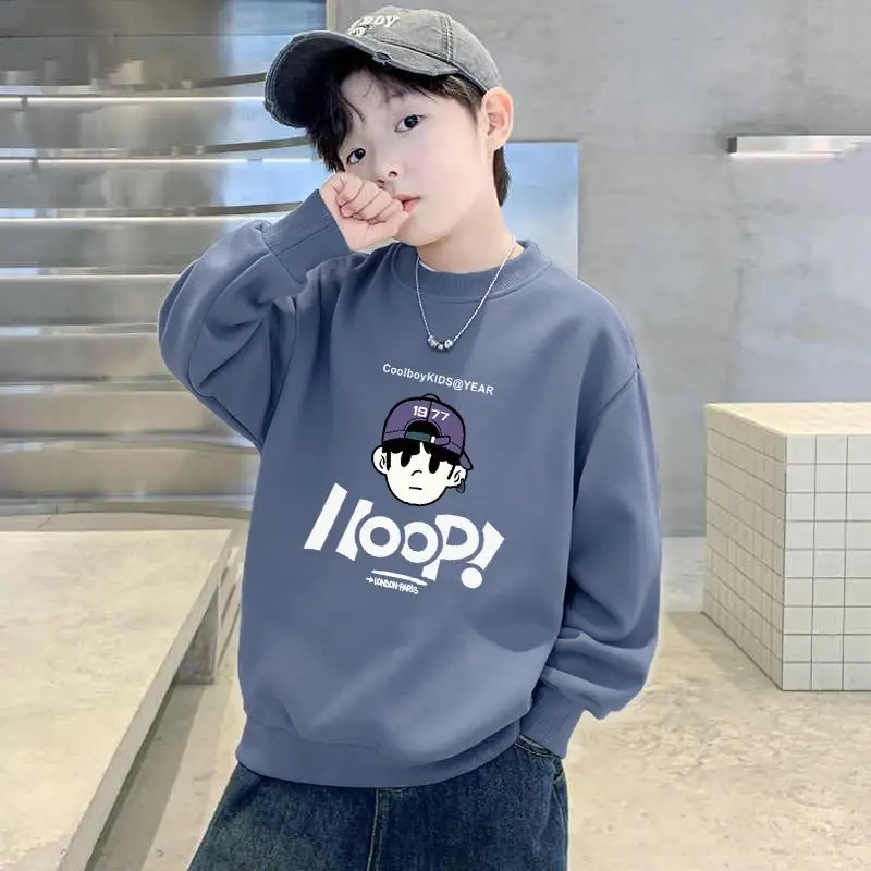 Kids Long Sleeve Sweatshirt Black Fleece Spring Autumn - Image 5