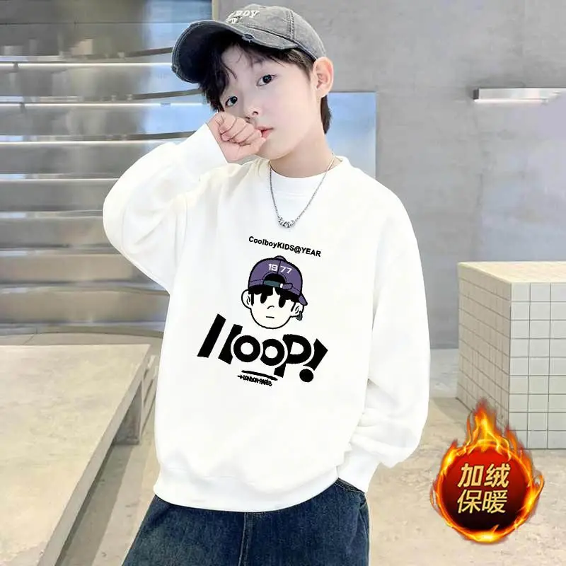 Kids Long Sleeve Sweatshirt Black Fleece Spring Autumn - Image 7