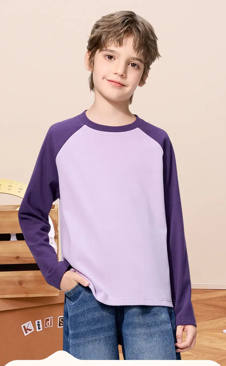 Boys Thermal Long Sleeve T-Shirt Cream Navy 7A — feature 4