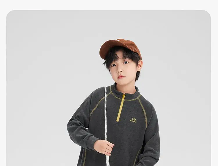Kids Velvet Sweatshirt with Collar & Cap — feature 39