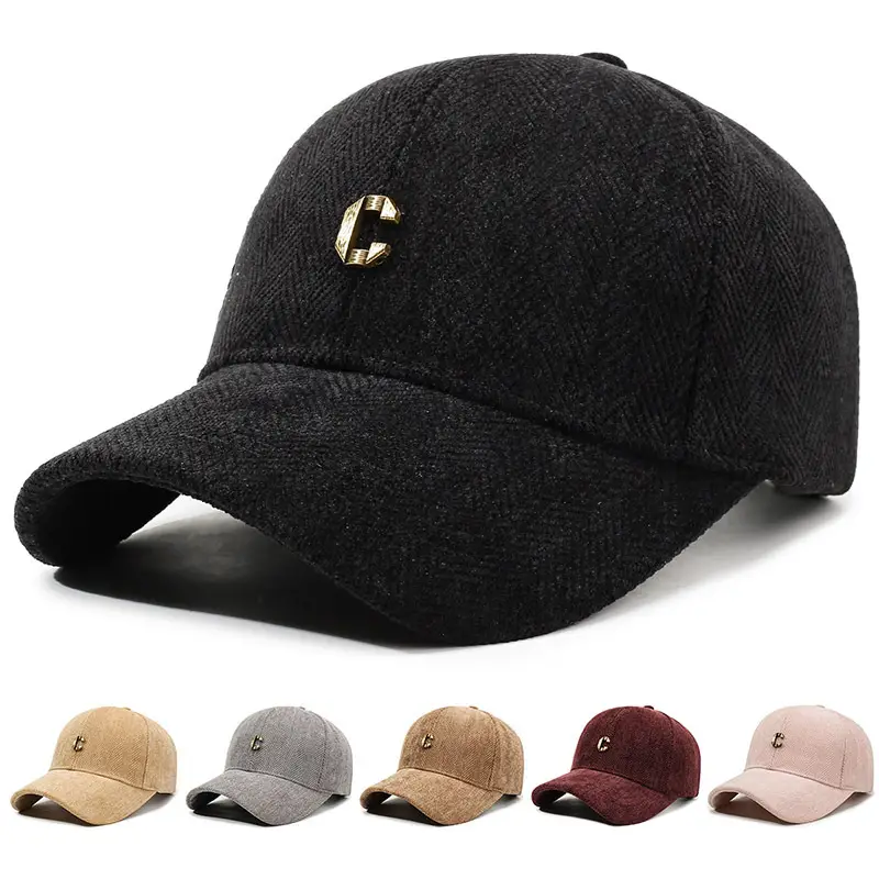 Men Winter Cap Black Metal Brushed Wool Unisex