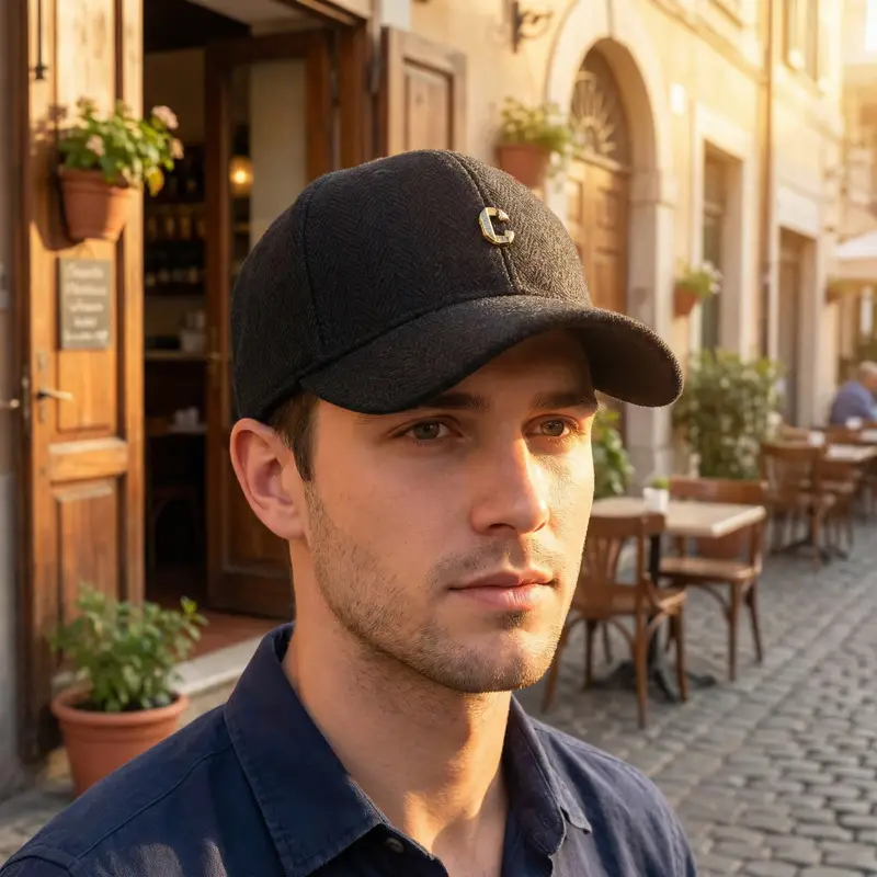 Men Winter Cap Black Metal Brushed Wool Unisex