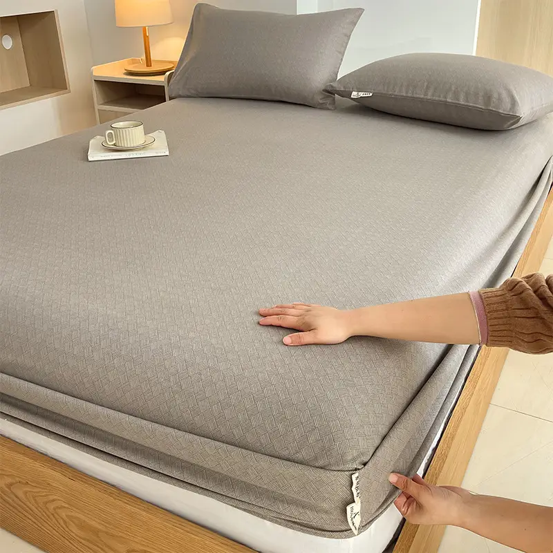 100% Pure Cotton Old Coarse Cloth Fitted Sheet Single Piece Full Cotton Mattress Protector Dust Cover Non-Slip Bed Sheet Bed Cover Protector