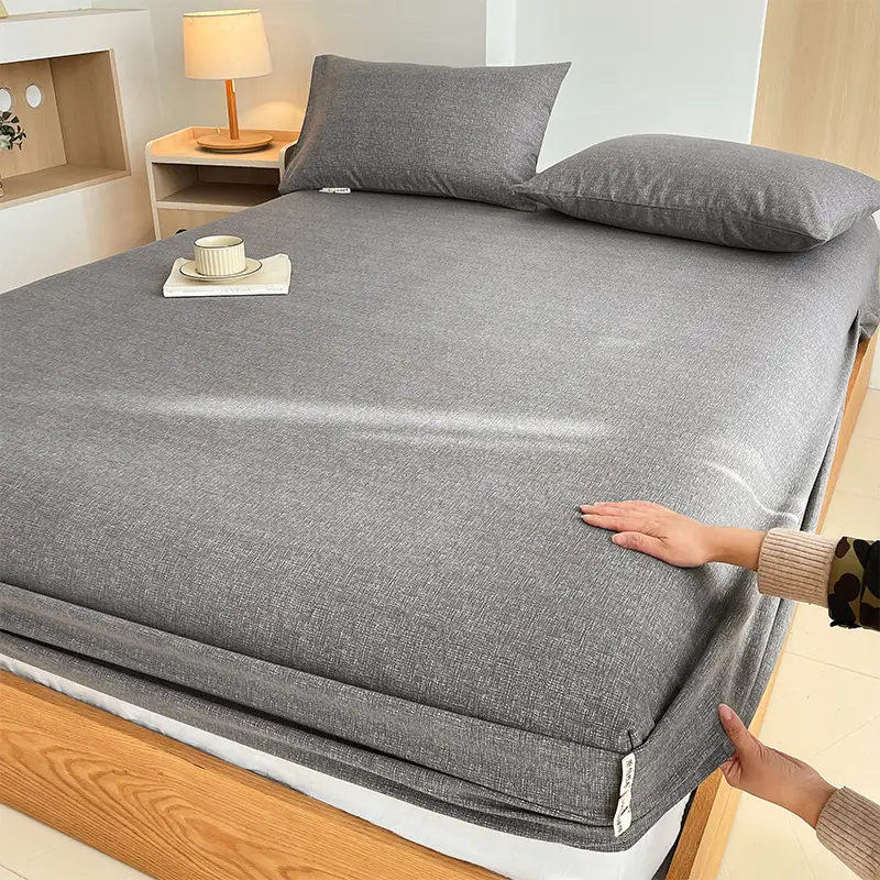100% Pure Cotton Old Coarse Cloth Fitted Sheet Single Piece Full Cotton Mattress Protector Dust Cover Non-Slip Bed Sheet Bed Cover Protector