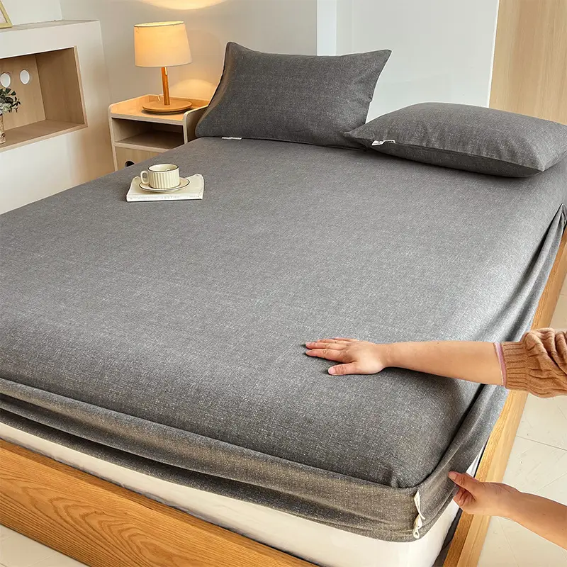 100% Pure Cotton Old Coarse Cloth Fitted Sheet Single Piece Full Cotton Mattress Protector Dust Cover Non-Slip Bed Sheet Bed Cover Protector