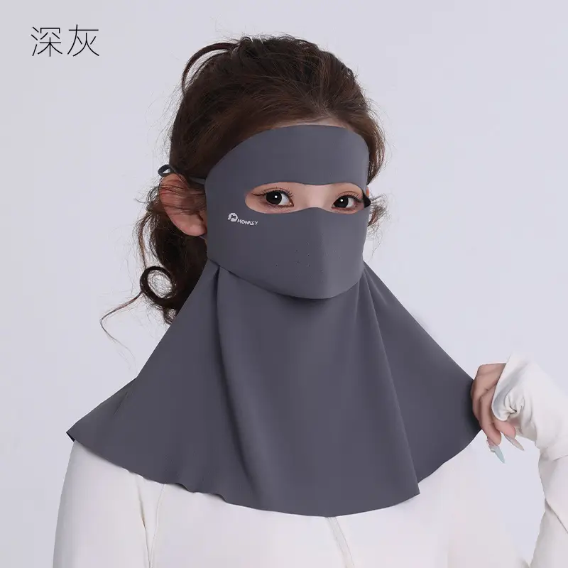 Mask Women's Vinyl Brim Forehead Neck Protector All-In-One Full Face Face Mask Upf1000+ Cycling Ice Silk Sunscreen Mask