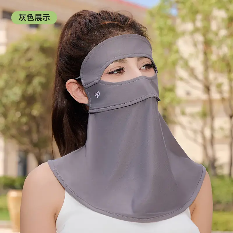 Mask Women's Vinyl Brim Forehead Neck Protector All-In-One Full Face Face Mask Upf1000+ Cycling Ice Silk Sunscreen Mask