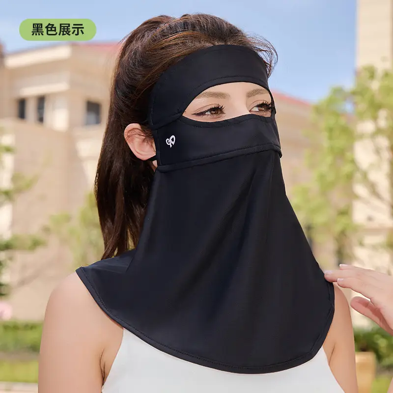 Mask Women's Vinyl Brim Forehead Neck Protector All-In-One Full Face Face Mask Upf1000+ Cycling Ice Silk Sunscreen Mask