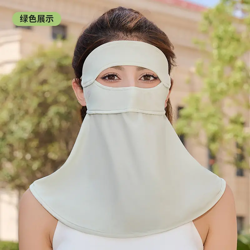 Mask Women's Vinyl Brim Forehead Neck Protector All-In-One Full Face Face Mask Upf1000+ Cycling Ice Silk Sunscreen Mask