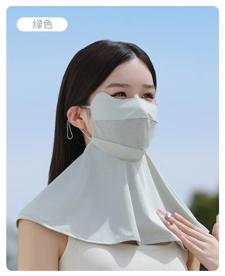 Mask Women's Vinyl Brim Forehead Neck Protector All-In-One Full Face Face Mask Upf1000+ Cycling Ice Silk Sunscreen Mask
