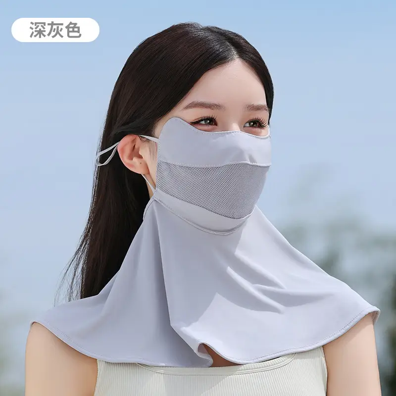 Mask Women's Vinyl Brim Forehead Neck Protector All-In-One Full Face Face Mask Upf1000+ Cycling Ice Silk Sunscreen Mask