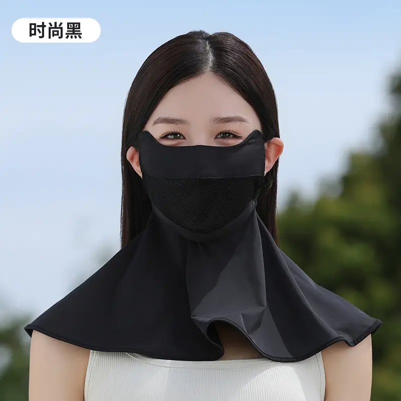 Mask Women's Vinyl Brim Forehead Neck Protector All-In-One Full Face Face Mask Upf1000+ Cycling Ice Silk Sunscreen Mask
