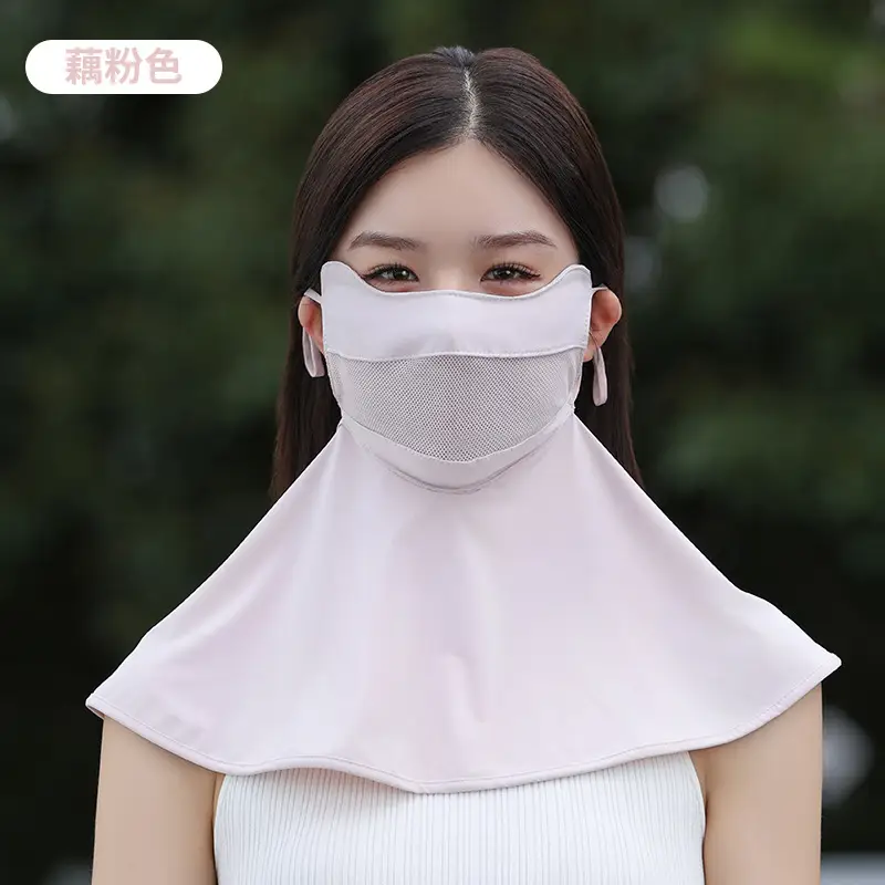 Mask Women's Vinyl Brim Forehead Neck Protector All-In-One Full Face Face Mask Upf1000+ Cycling Ice Silk Sunscreen Mask