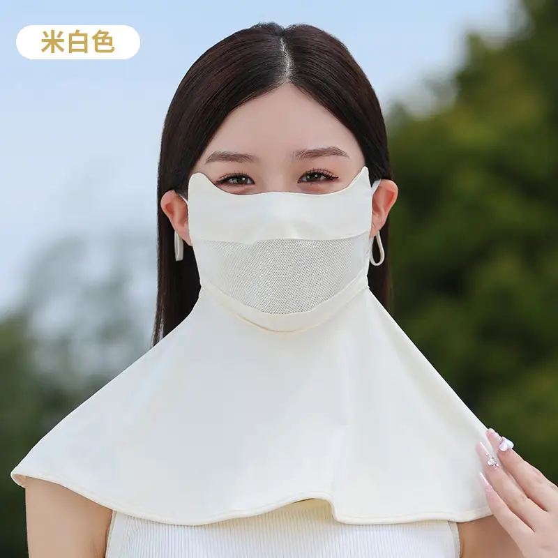 Mask Women's Vinyl Brim Forehead Neck Protector All-In-One Full Face Face Mask Upf1000+ Cycling Ice Silk Sunscreen Mask