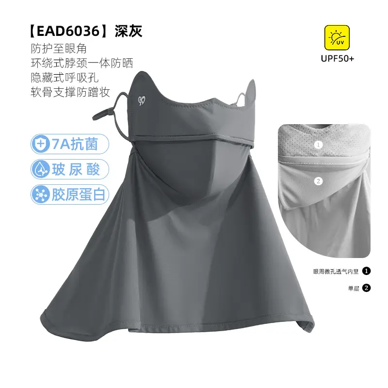 Mask Women's Vinyl Brim Forehead Neck Protector All-In-One Full Face Face Mask Upf1000+ Cycling Ice Silk Sunscreen Mask