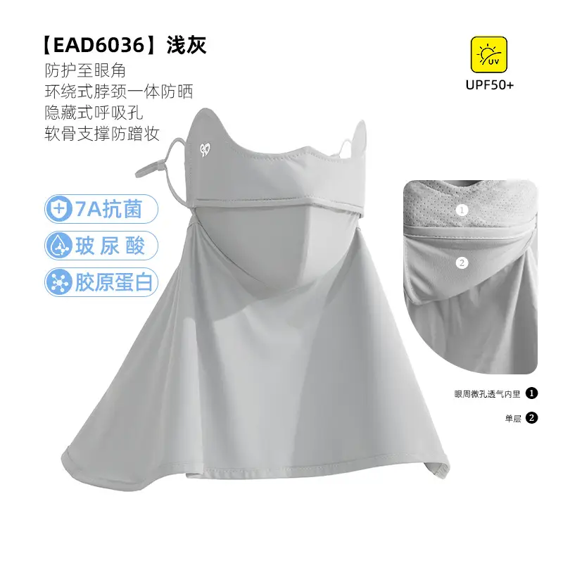 Mask Women's Vinyl Brim Forehead Neck Protector All-In-One Full Face Face Mask Upf1000+ Cycling Ice Silk Sunscreen Mask