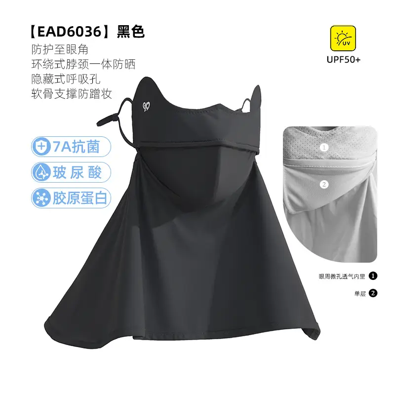 Mask Women's Vinyl Brim Forehead Neck Protector All-In-One Full Face Face Mask Upf1000+ Cycling Ice Silk Sunscreen Mask